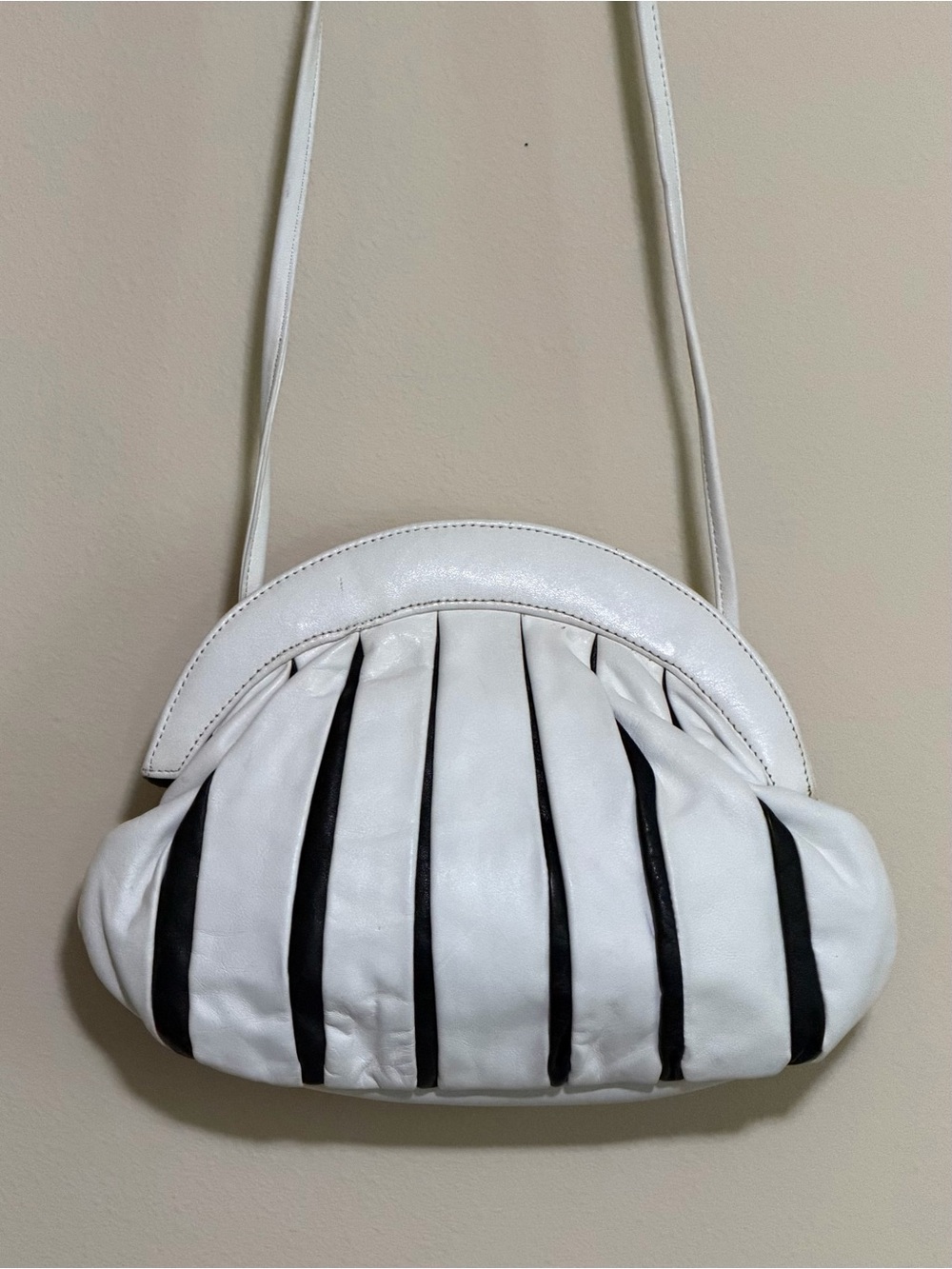 Vintage 1980’s Brio Leather Black and White Balloon Bag